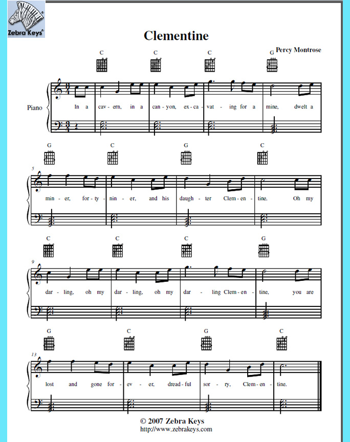 clementine music sheet